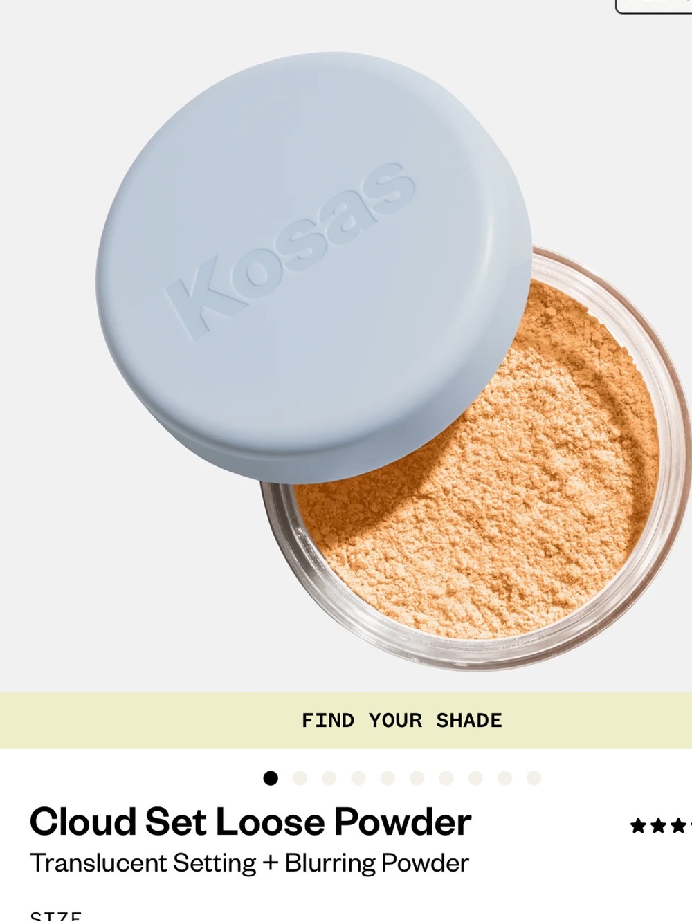 Kosas translucent buttery yellow Cloud Set Loose Powder